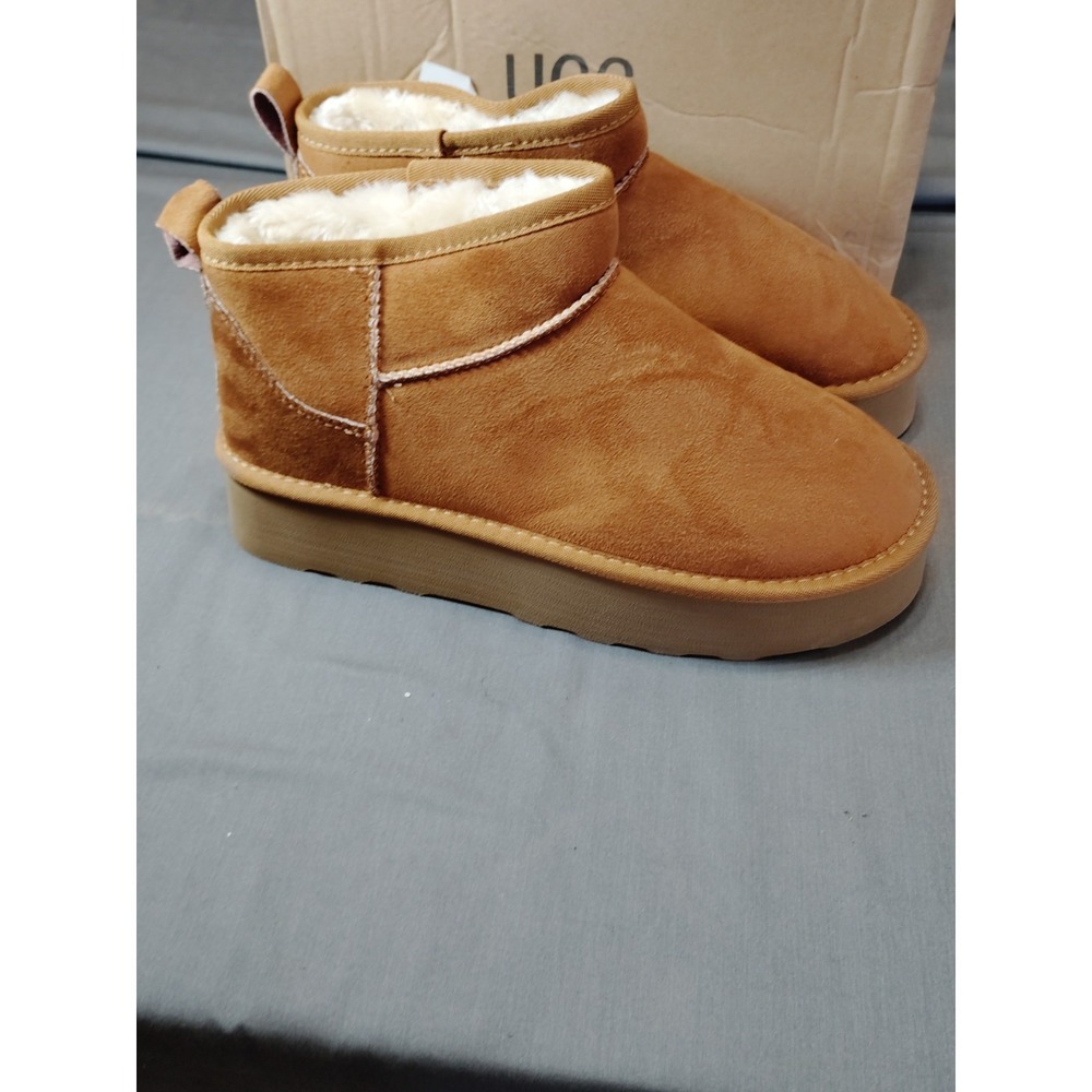NWB-UGG Women 10 Classic Ultra Mini Chestnut Suede Preppy Boots Sheepskin Wool